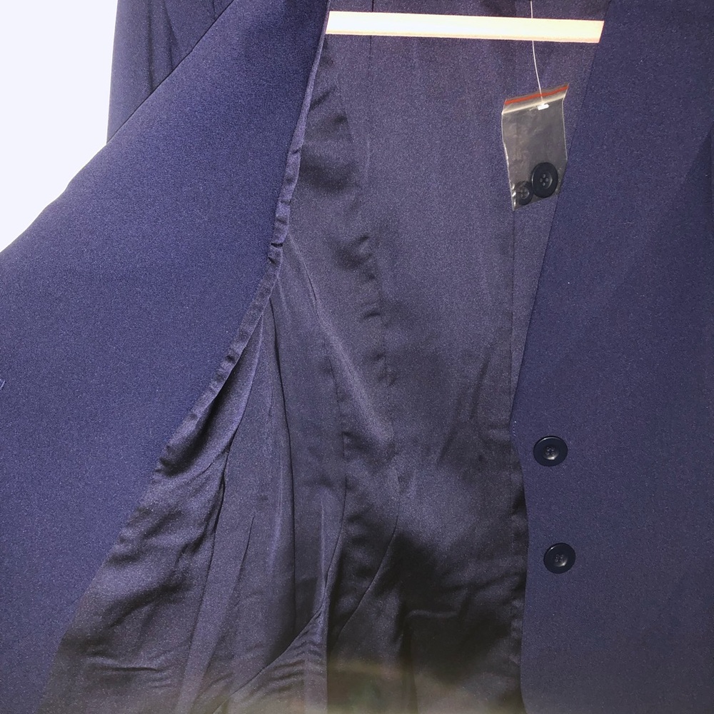 Women's Navy blue purple Blazer fitted lined peplum button tailored office - Picture 5 of 16